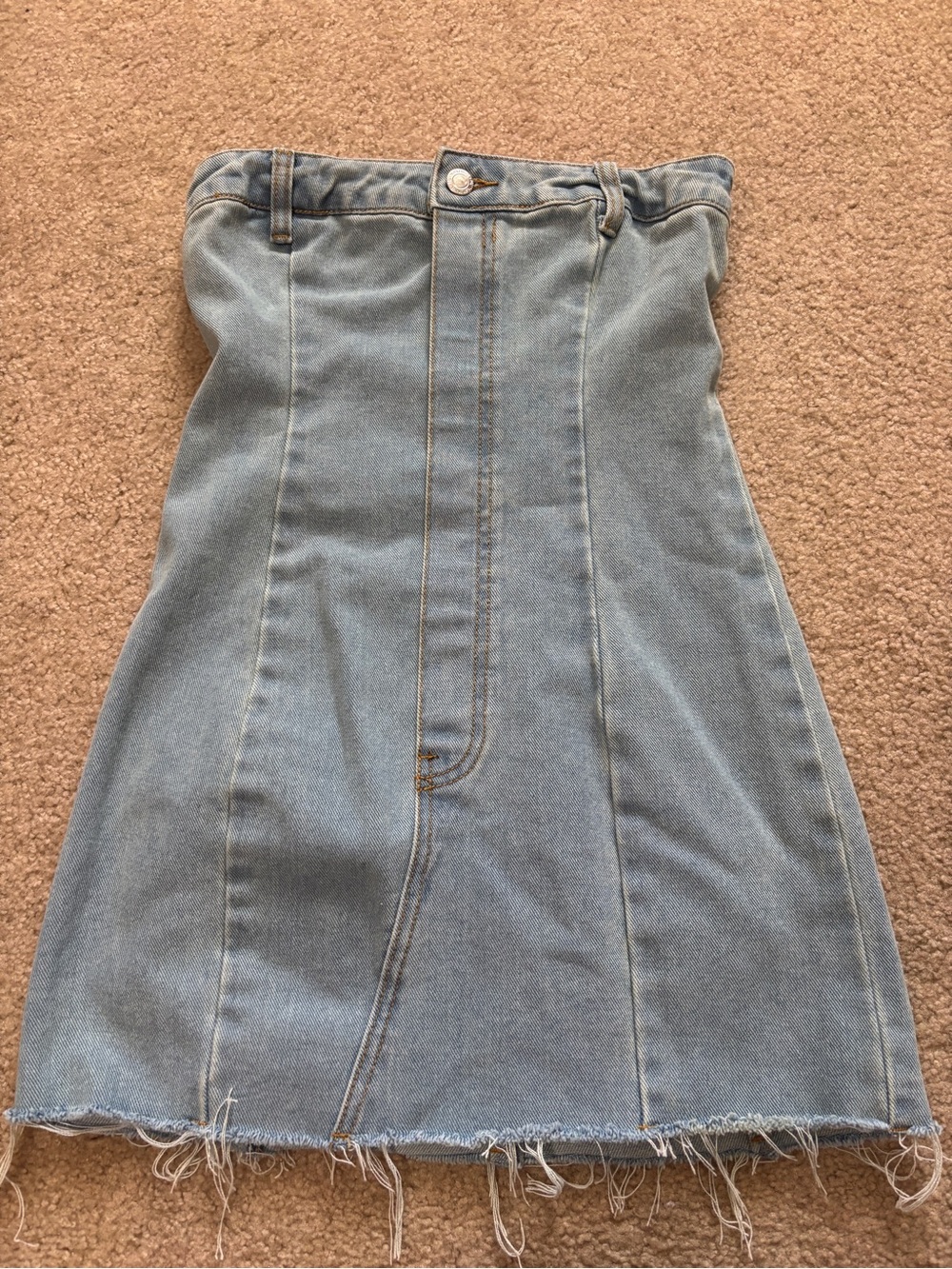 Light Wash Denim Dress - Strapless Style